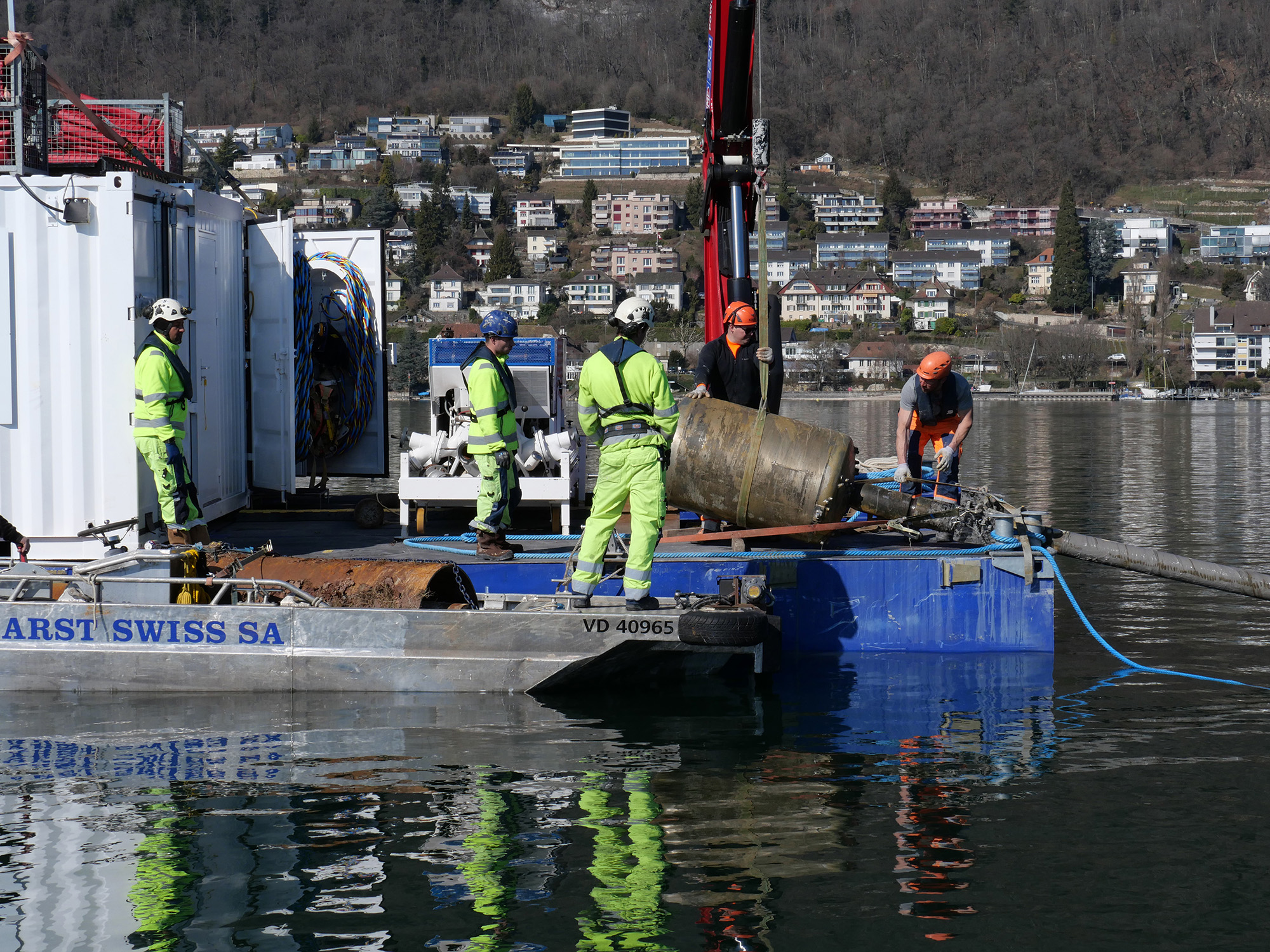 Rohreinzug Energieverbund Bielersee Nahaufnahme