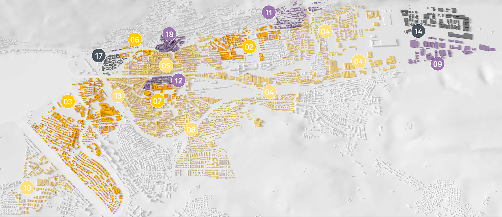Plan d'ensemble des réseaux thermiques de la ville de Bienne